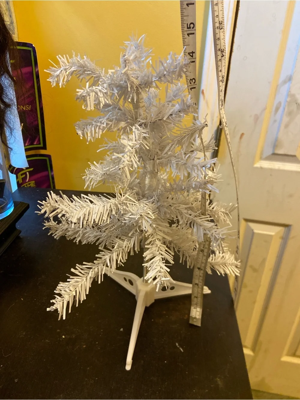 White Mini Artificial Holiday Christmas Tree for Desktop